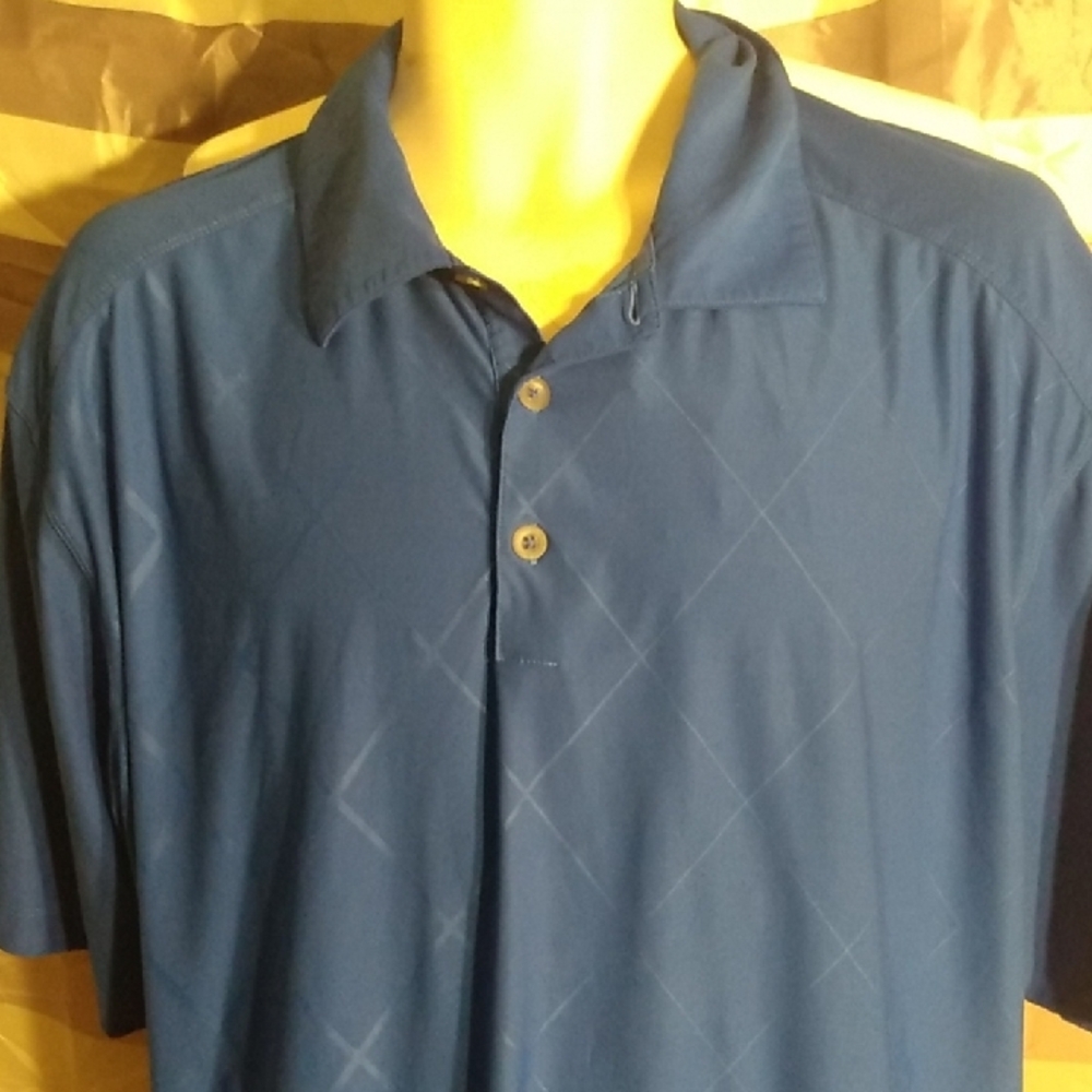 Nike Golf Dri-Fit Mens XL Argyle Blue Short Sleeve Moisture Wicking Polo Shirt